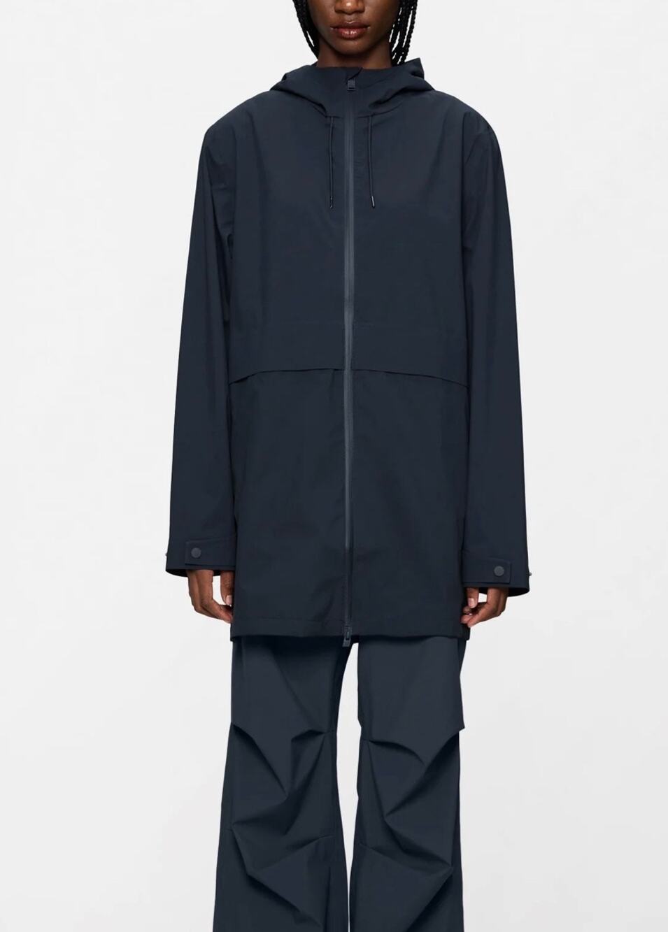 New Rains Suva hardshell long jacket coat navy blue XXL $285